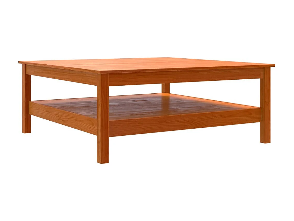 Table basse marron 100x100x40 bois massif de pin