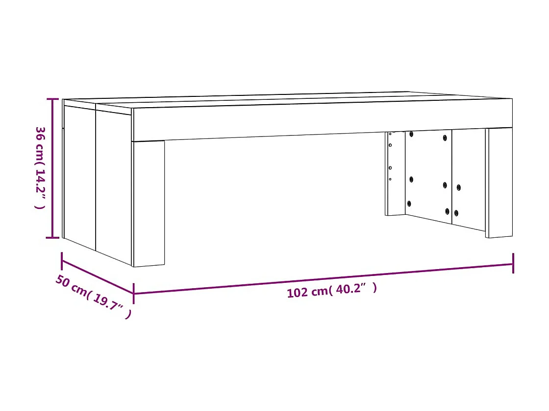 Table basse noir 102x50x36 bois d'ingénierie
