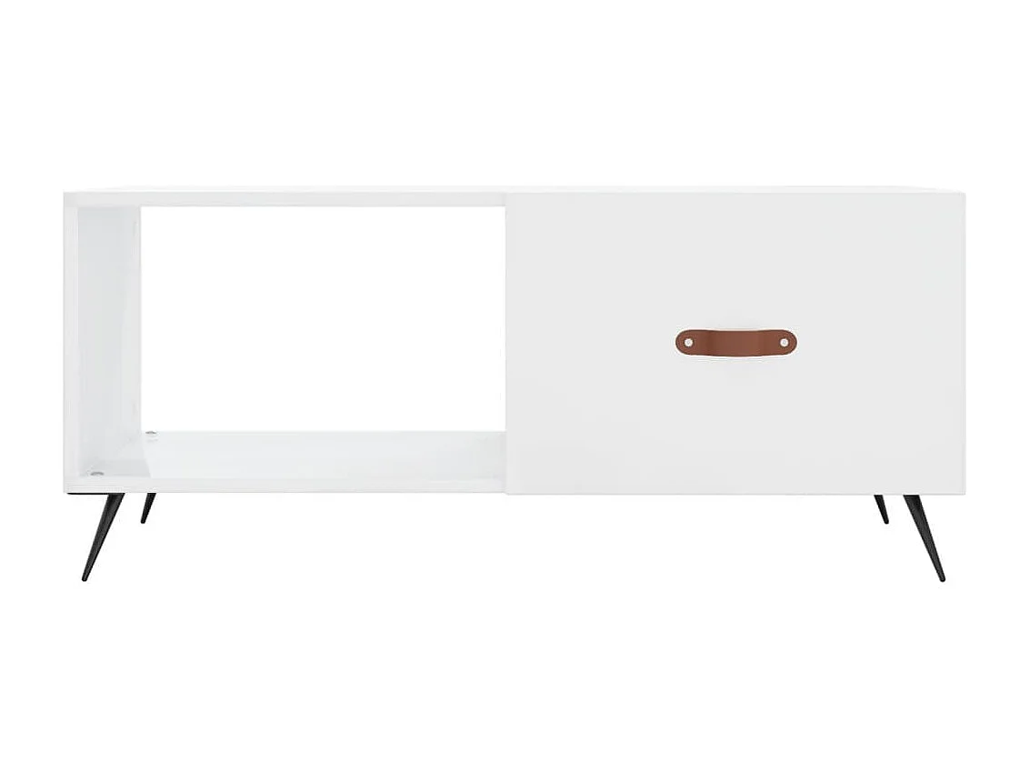 vidaXL Mesa de centro madera contrachapada blanco brillo 90x50x40 cm