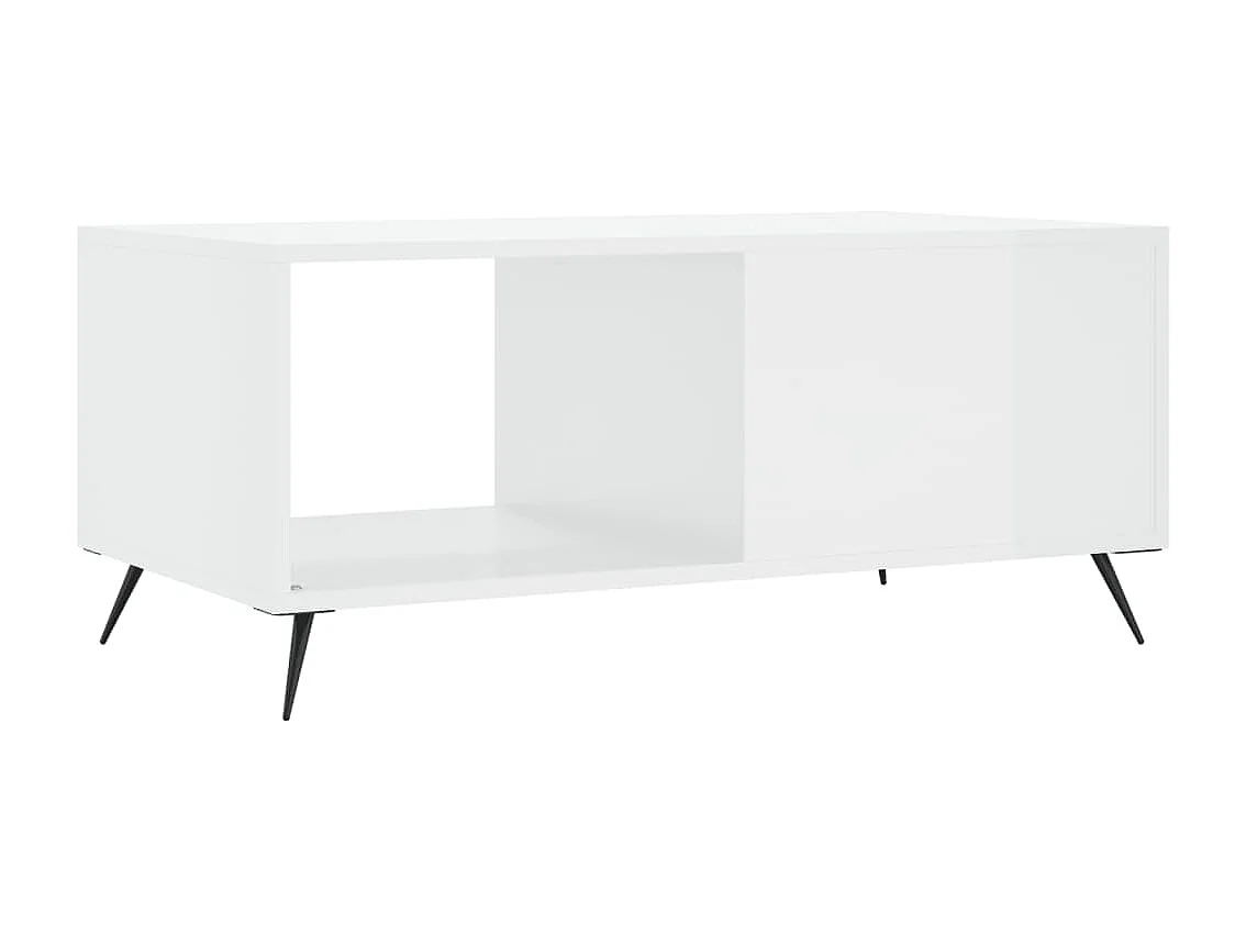 vidaXL Mesa de centro madera contrachapada blanco brillo 90x50x40 cm