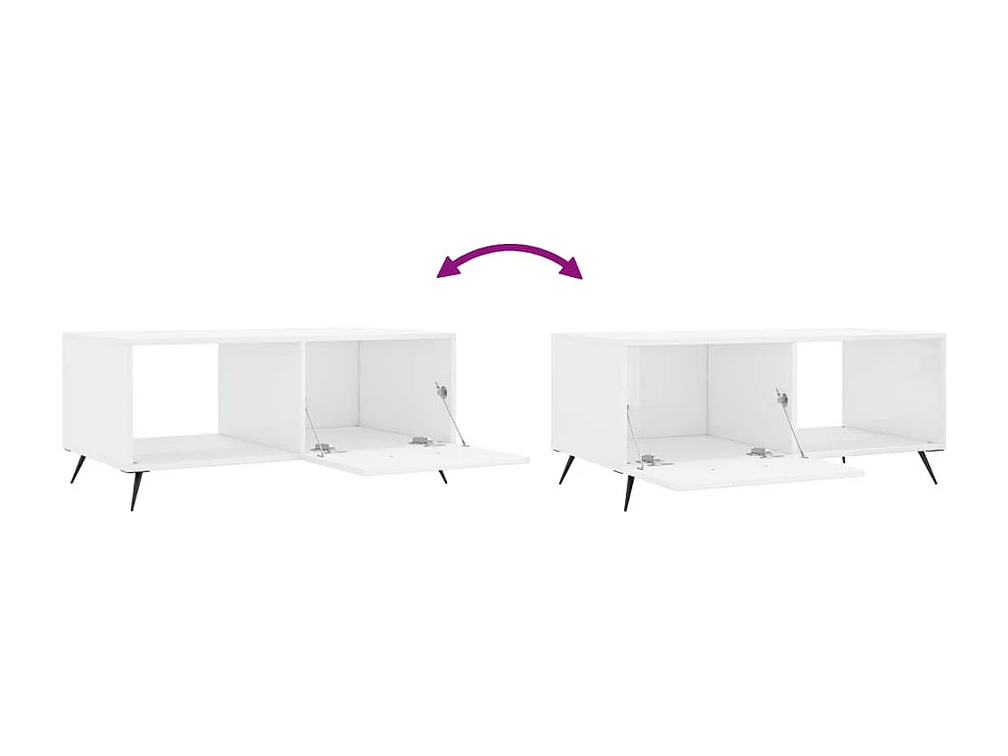 vidaXL Mesa de centro madera contrachapada blanco brillo 90x50x40 cm