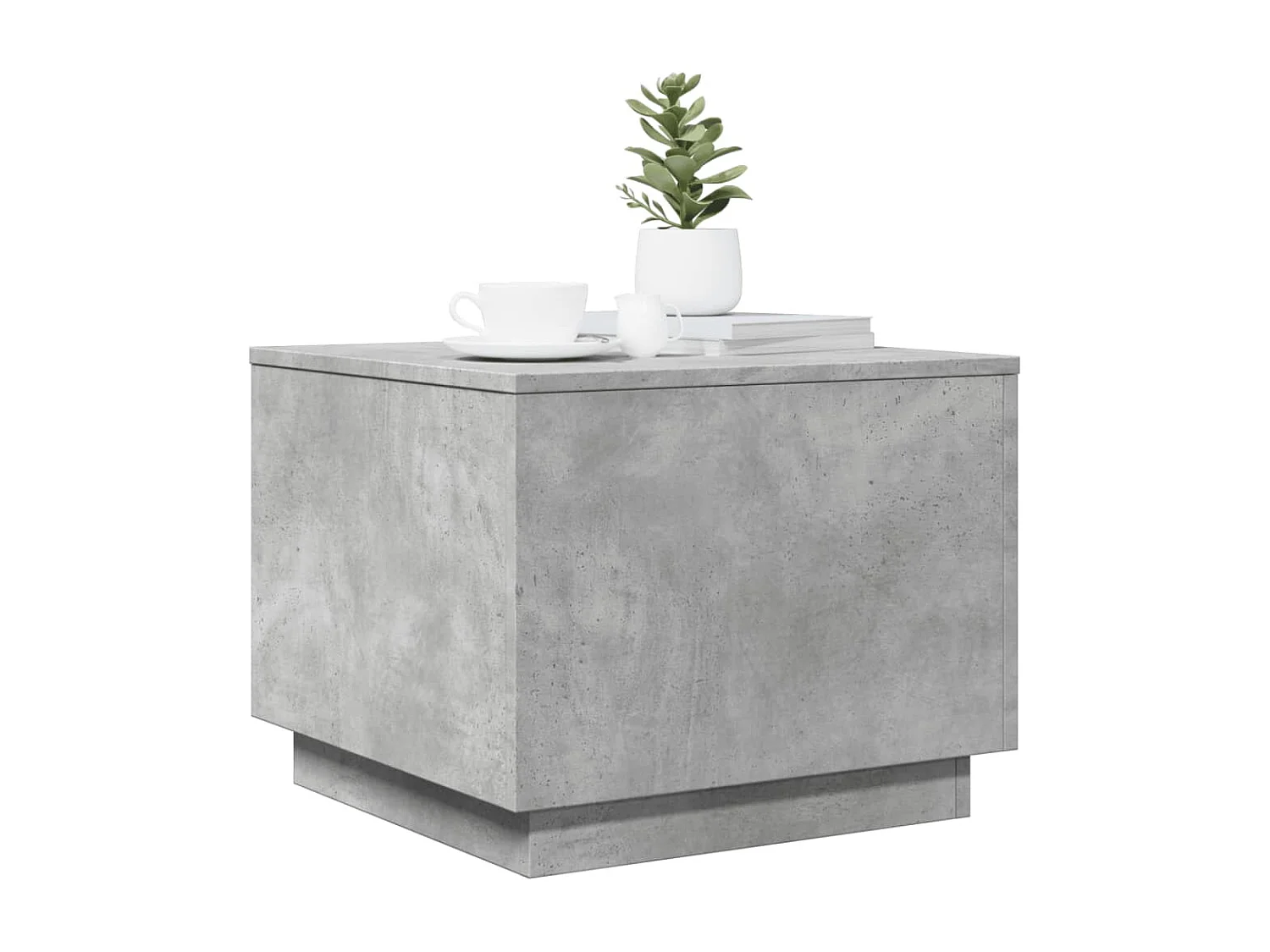 Table basse avec lumières LED gris béton 50x50x40