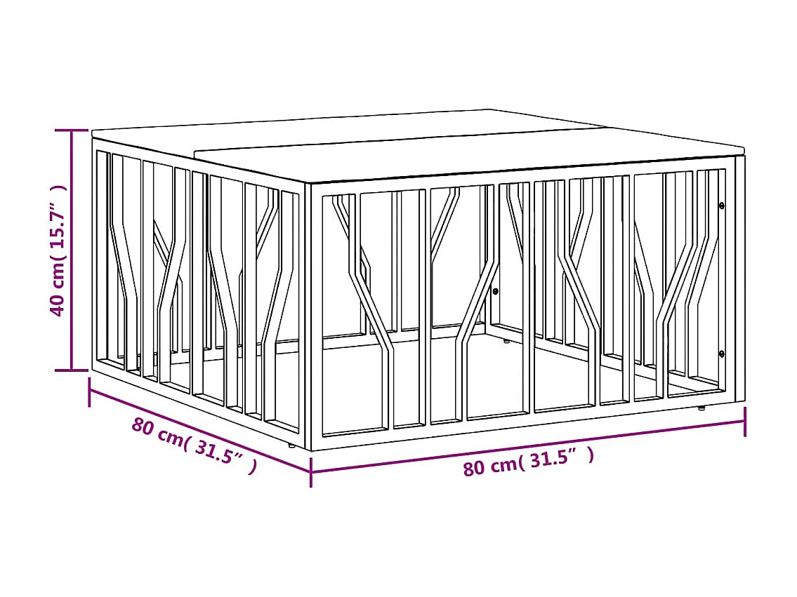 Table basse doré acier inoxydable et bois massif récupération