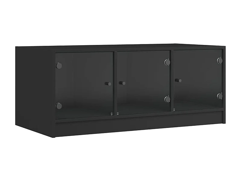Table basse avec portes en verre noir 102x50x42