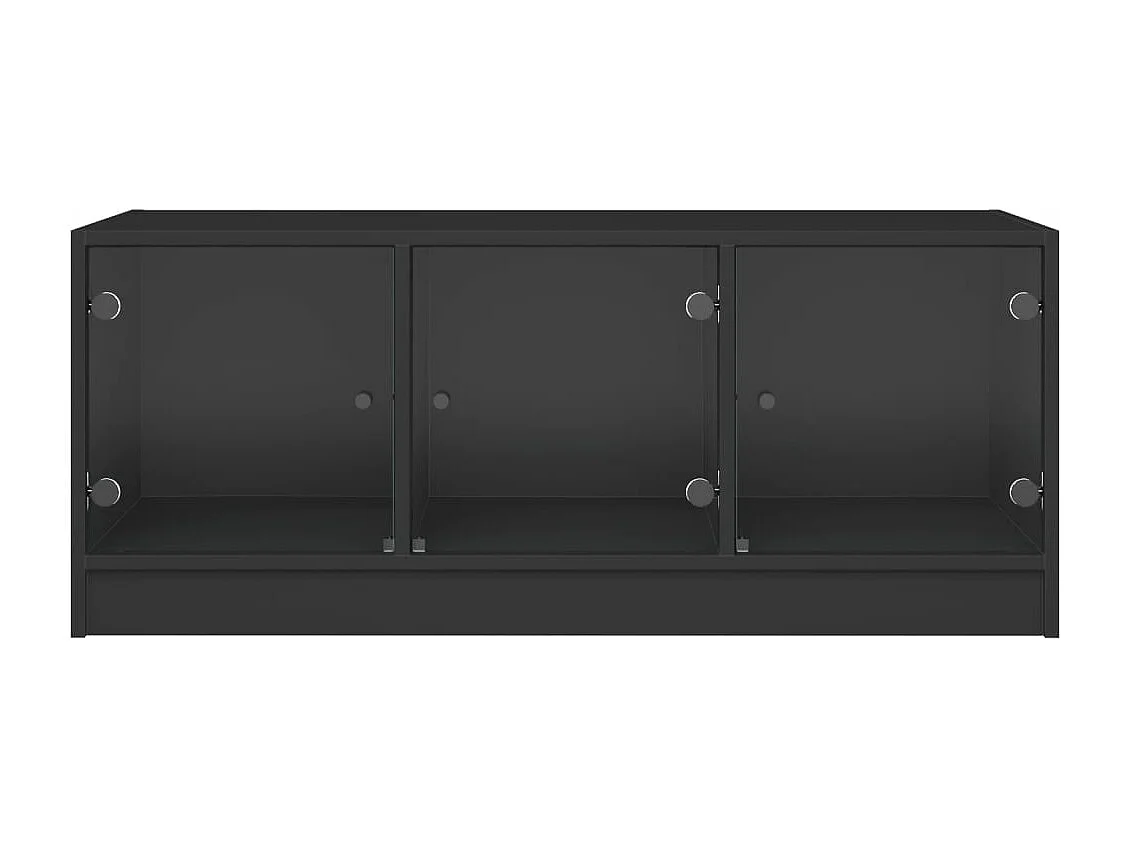 Table basse avec portes en verre noir 102x50x42