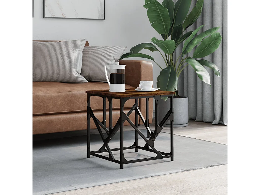 Table basse chêne fumé 45x45x47,5 bois d'ingénierie