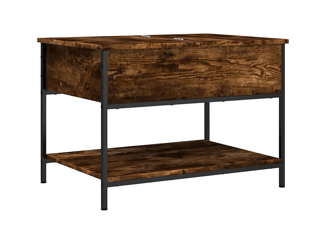 Table basse chêne fumé 70x50x50 bois d'ingénierie et métal