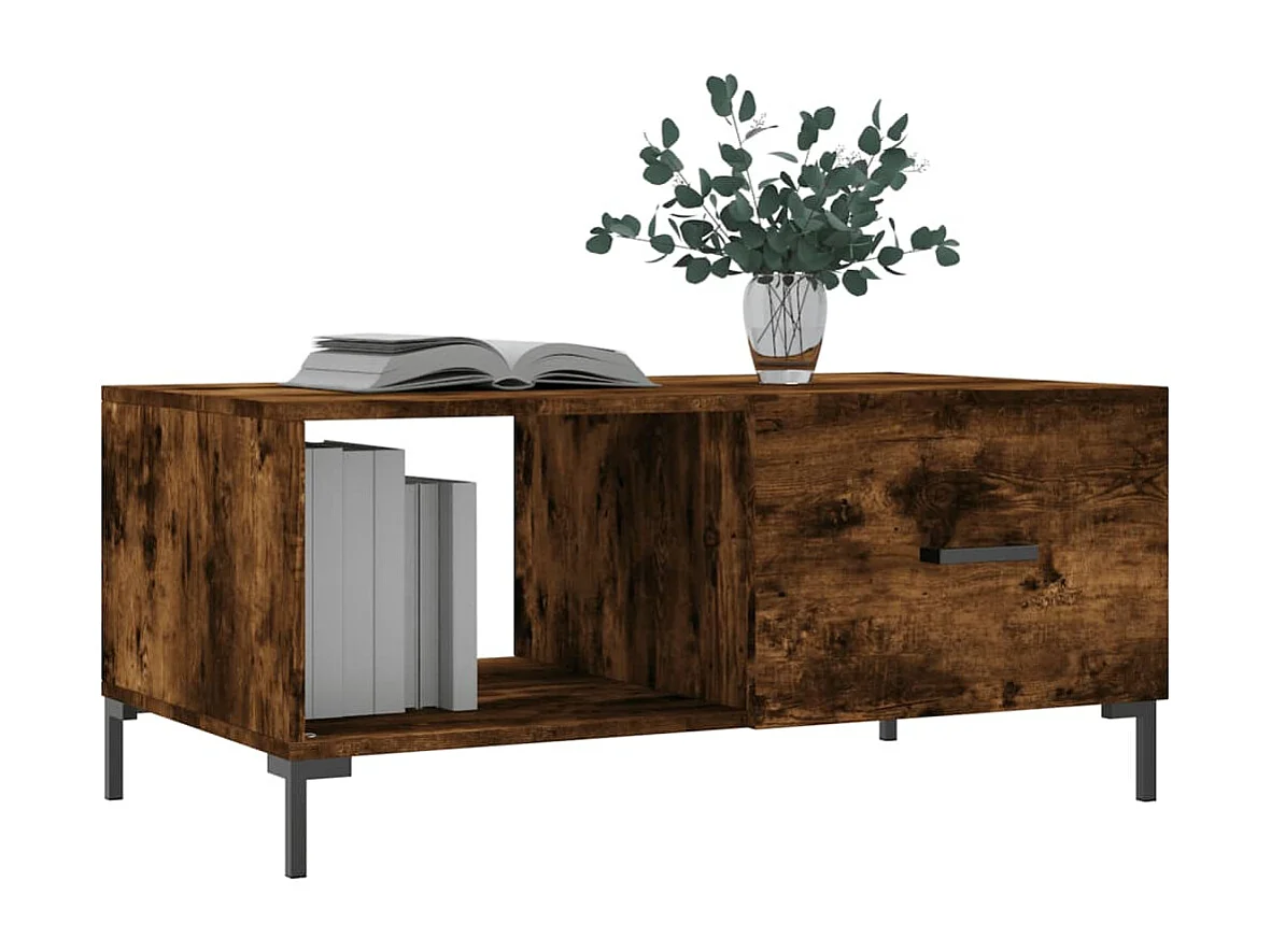 Table basse chêne fumé 90x50x40 bois d'ingénierie
