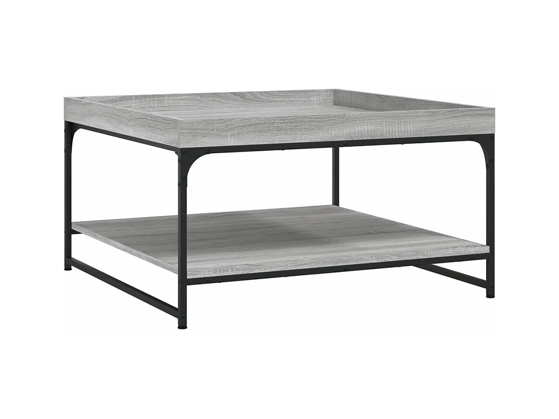 Table basse sonoma gris 80x80x45 bois d'ingénierie et fer
