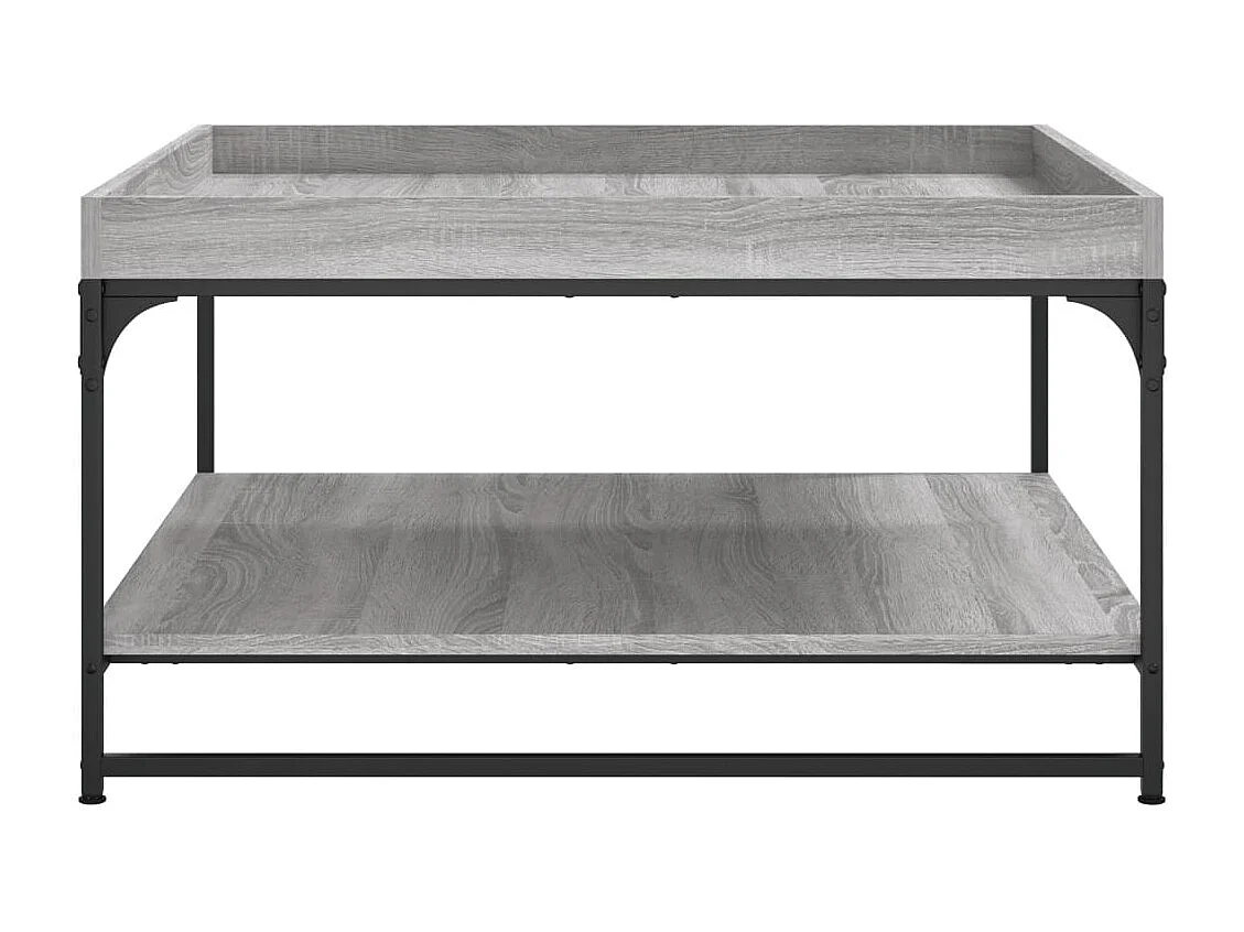 Table basse sonoma gris 80x80x45 bois d'ingénierie et fer
