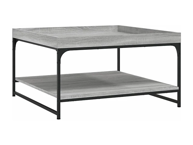 Table basse sonoma gris 80x80x45 bois d'ingénierie et fer
