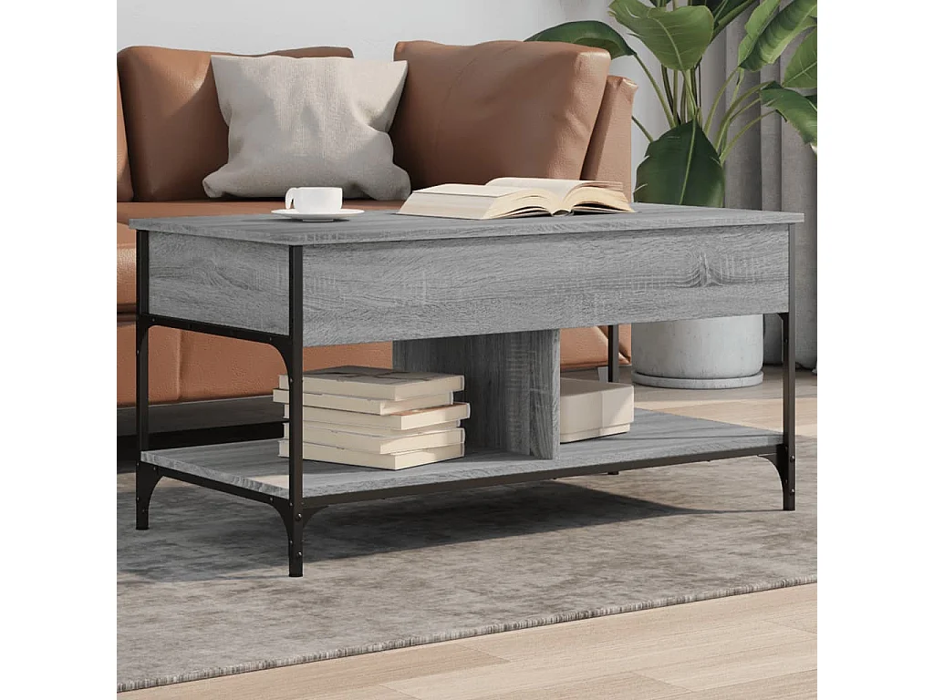 Table basse sonoma gris 100x50x50 bois d'ingénierie et métal