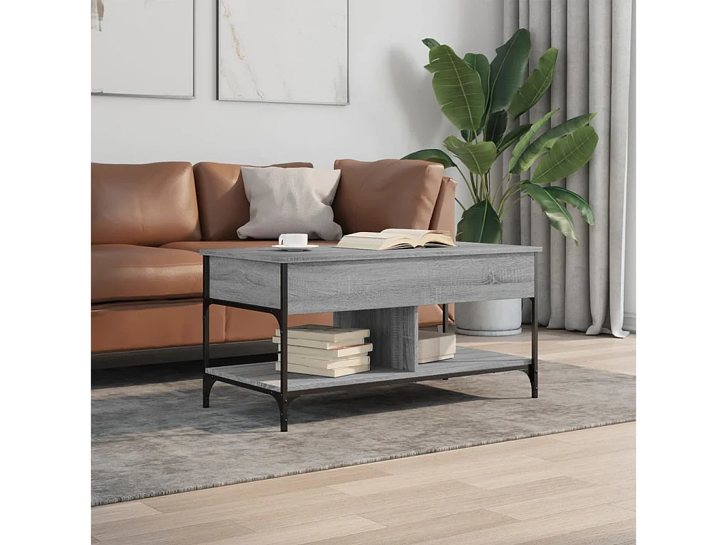 Table basse sonoma gris 100x50x50 bois d'ingénierie et métal