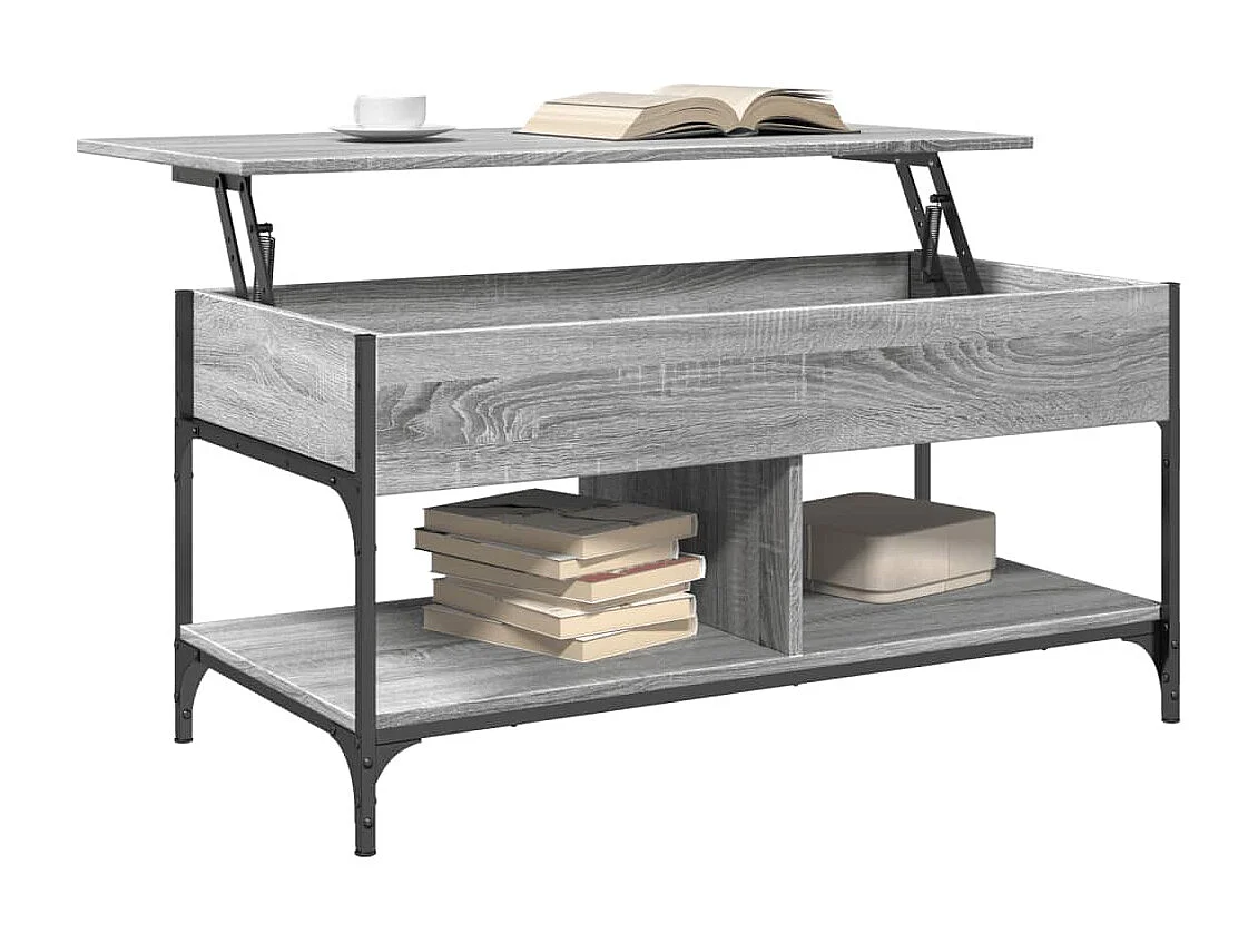 Table basse sonoma gris 100x50x50 bois d'ingénierie et métal