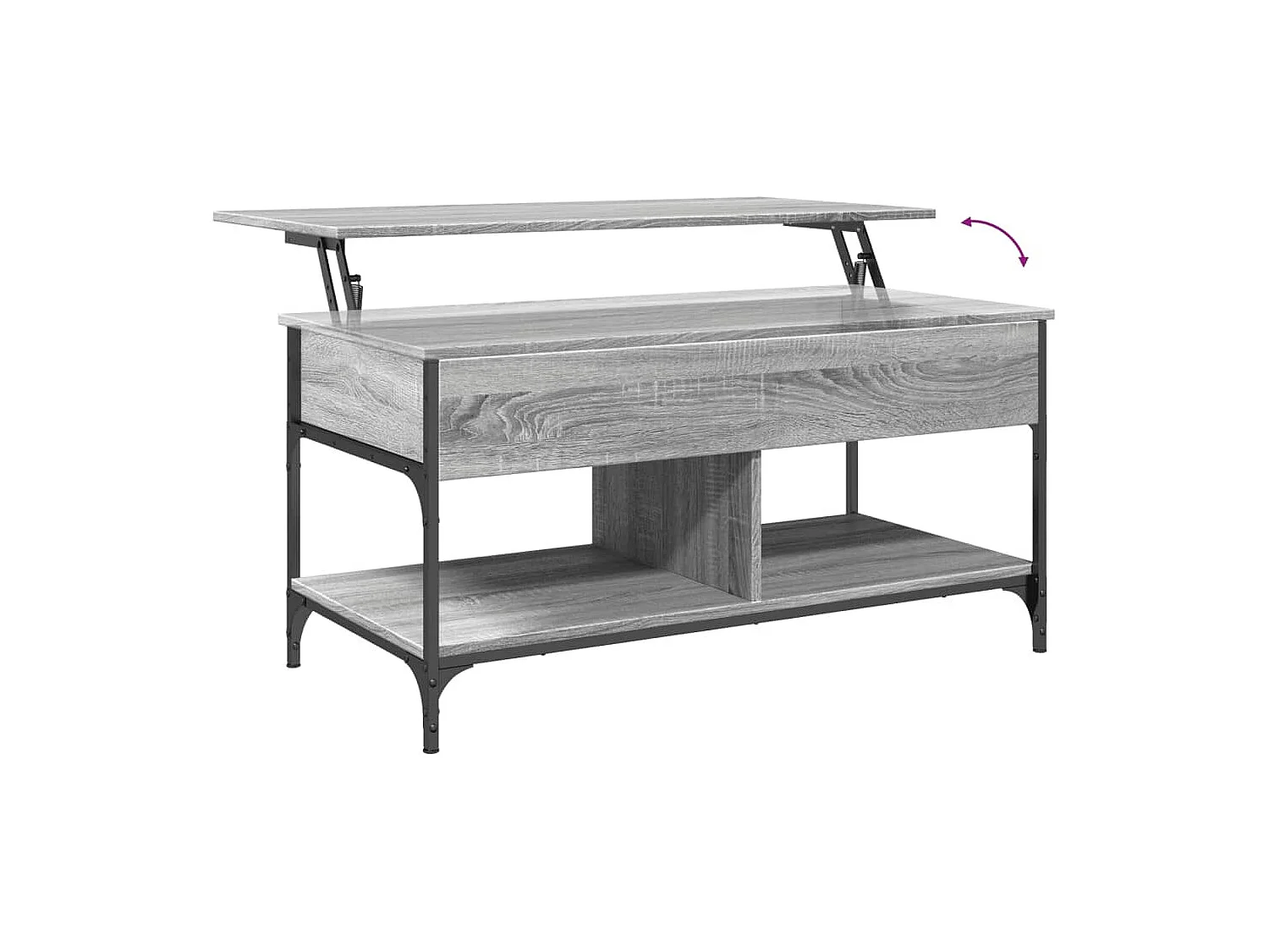 Table basse sonoma gris 100x50x50 bois d'ingénierie et métal