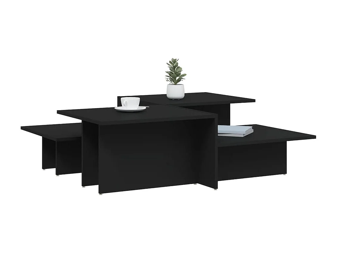 Tables basses 2 pcs Noir Bois d'ingénierie