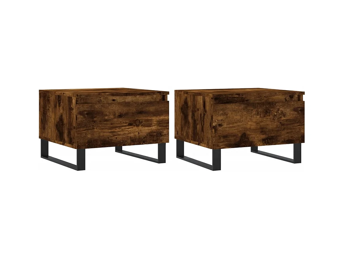 Tables basses 2 pcs chêne fumé 50x46x35 bois d'ingénierie