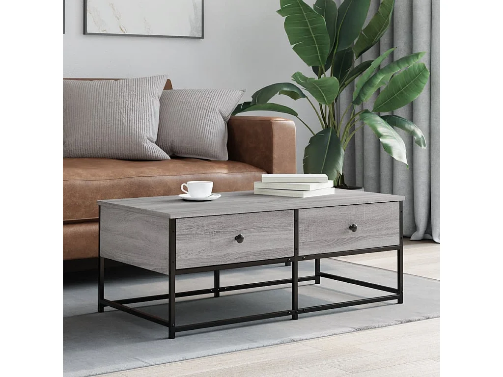 Table basse sonoma gris 100x51x40 bois d'ingénierie