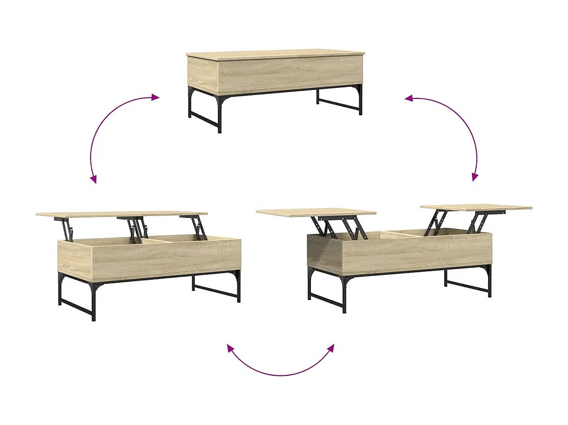 Table basse chêne sonoma 100x50x40 bois d'ingénierie et métal