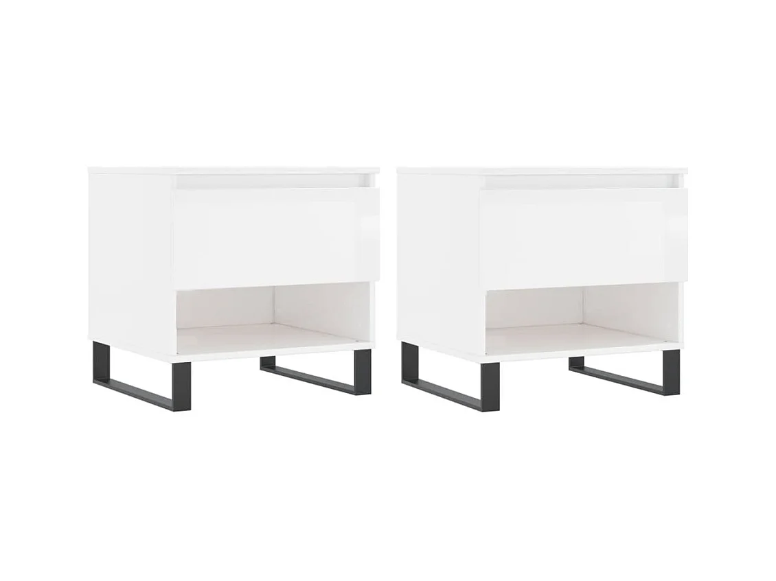 Tables basses 2 pcs blanc brillant 50x46x50 bois d'ingénierie