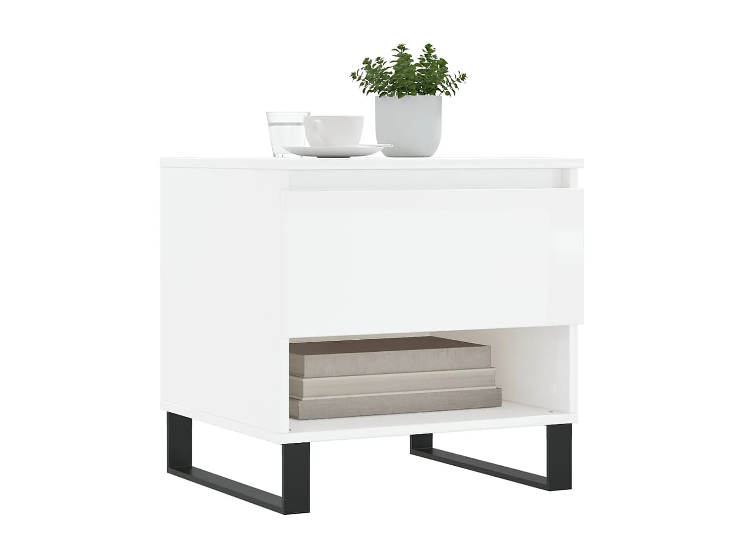 Tables basses 2 pcs blanc brillant 50x46x50 bois d'ingénierie