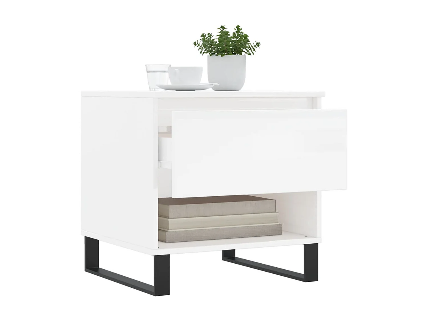 Tables basses 2 pcs blanc brillant 50x46x50 bois d'ingénierie