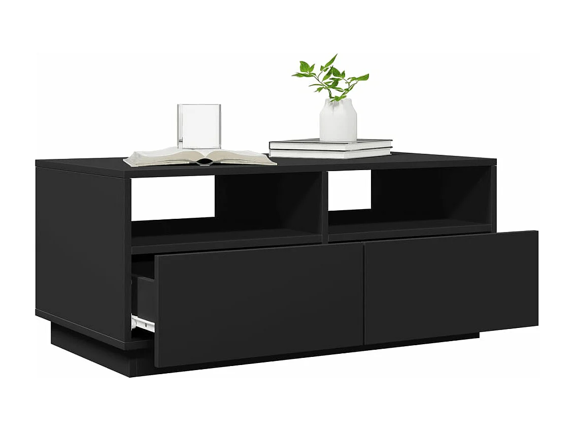 Table basse avec lumières LED noir 90x49x40