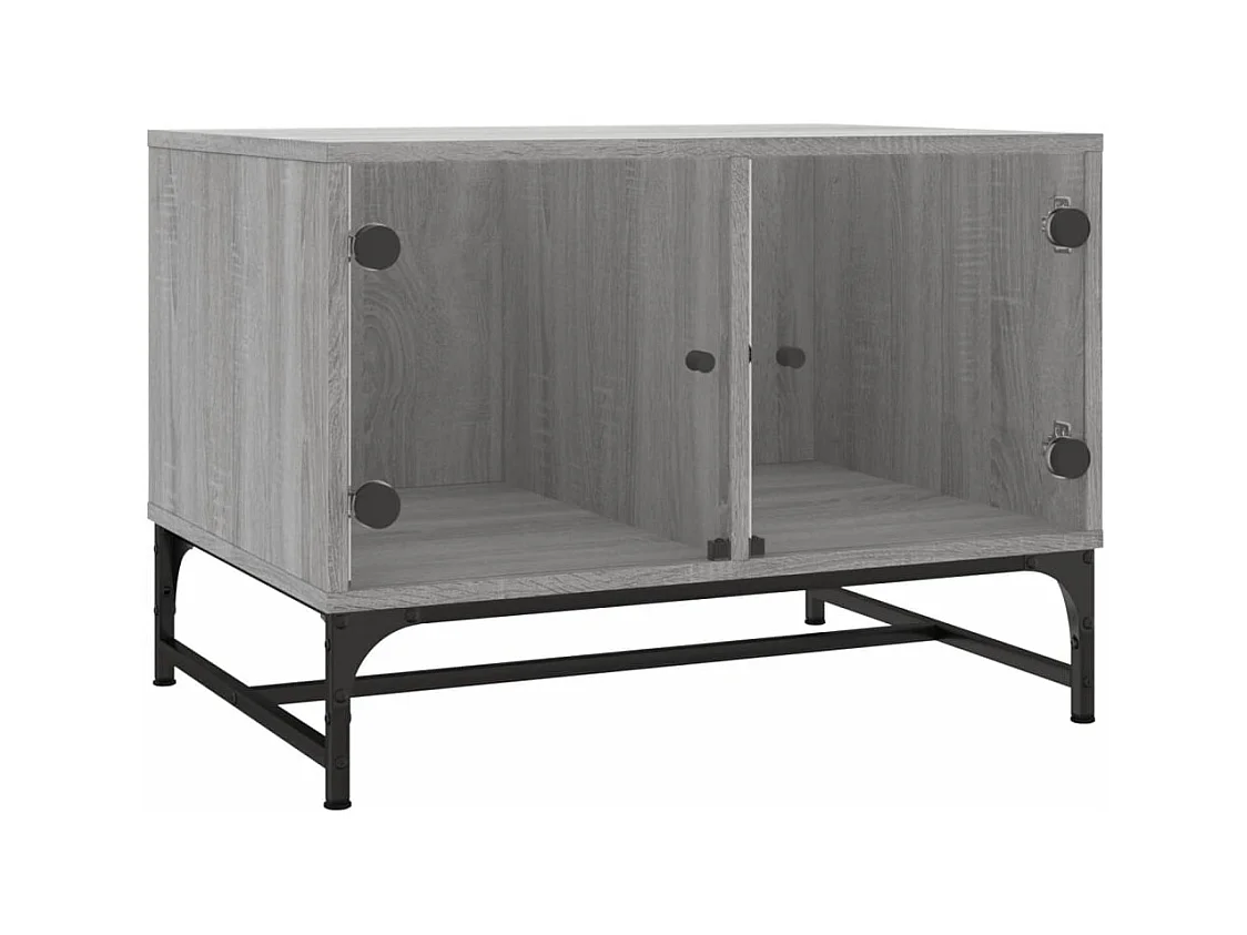 Table basse avec portes en verre sonoma gris 68,5x50x50