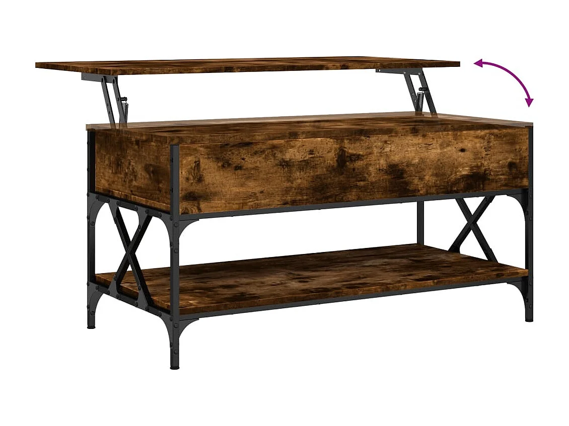 Table basse chêne fumé 100x50x50 bois d'ingénierie et métal