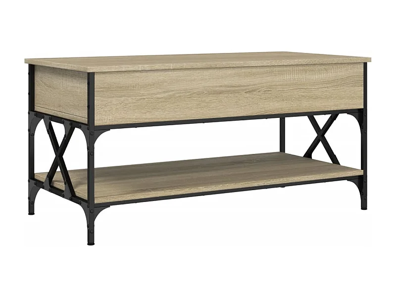 Table basse chêne sonoma 100x50x50 bois d'ingénierie et métal