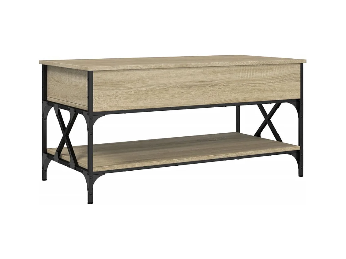 Table basse chêne sonoma 100x50x50 bois d'ingénierie et métal