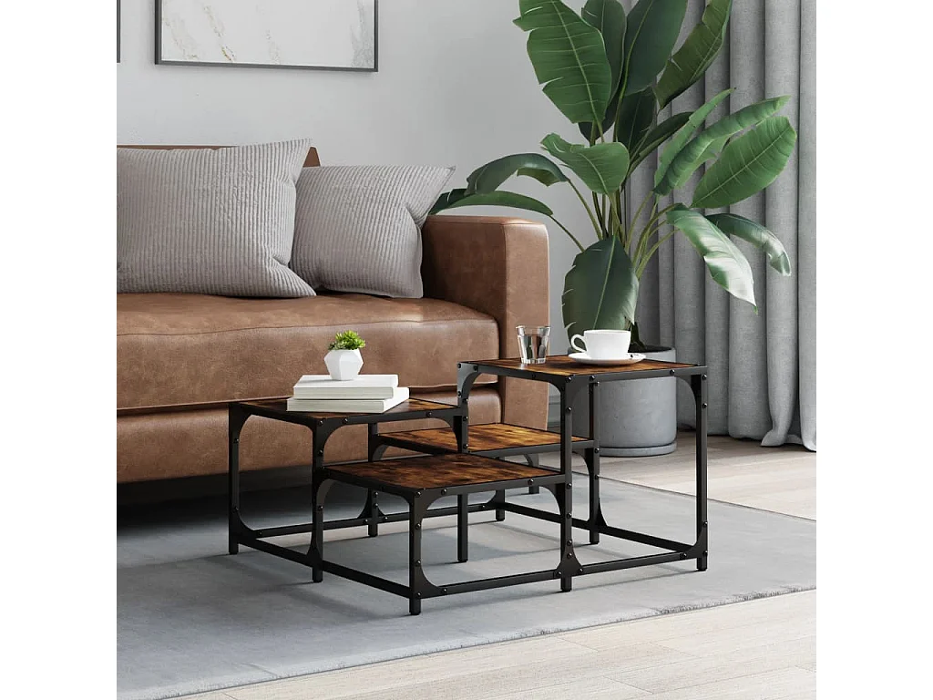 Table basse chêne fumé 68x68x40 bois d'ingénierie