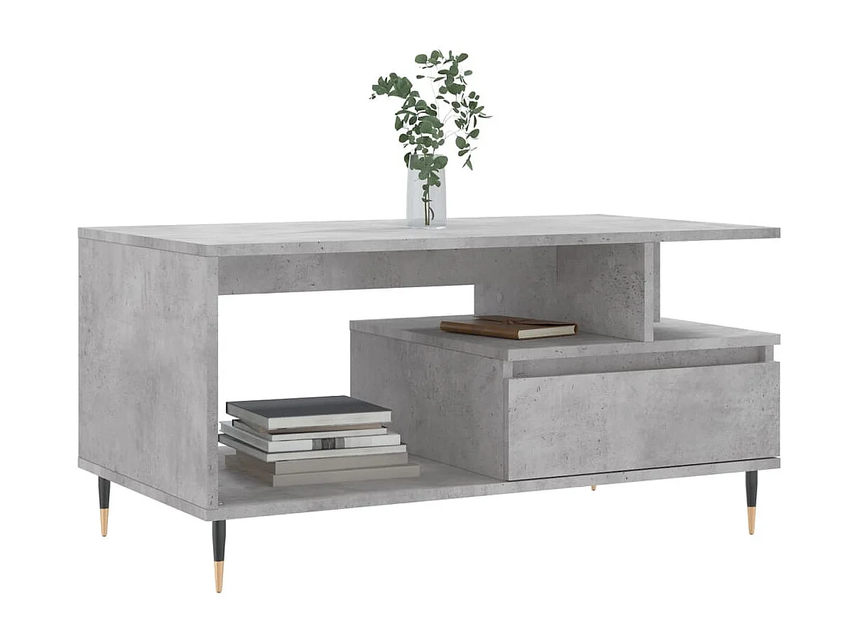 Table basse Gris béton 90x49x45 Bois d'ingénierie