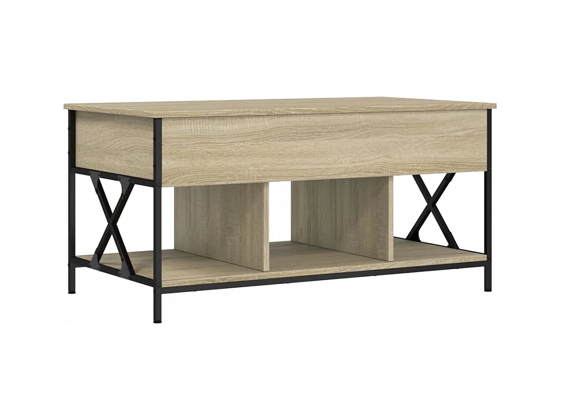 Table basse chêne sonoma 100x55x50 bois d'ingénierie et métal