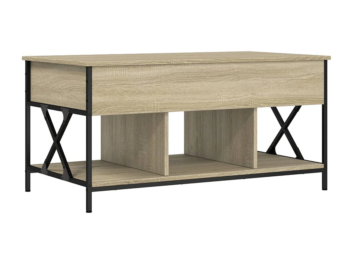 Table basse chêne sonoma 100x55x50 bois d'ingénierie et métal