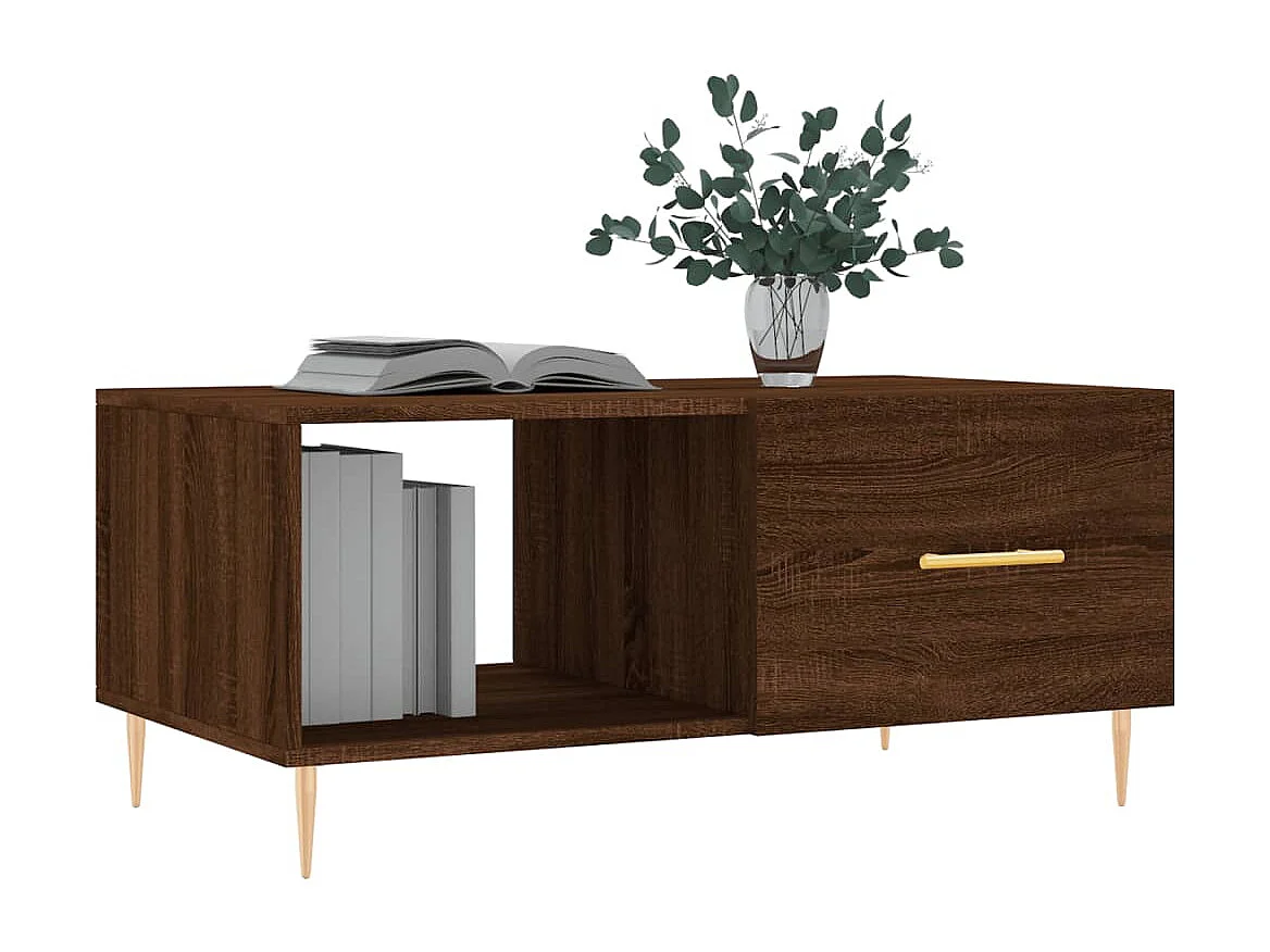 Table basse chêne marron 90x50x40 bois d'ingénierie