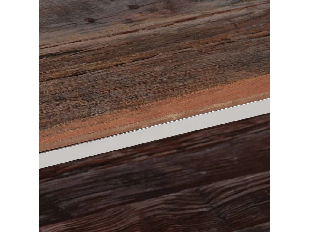 Table basse argenté acier inoxydable et bois de mélèze massif