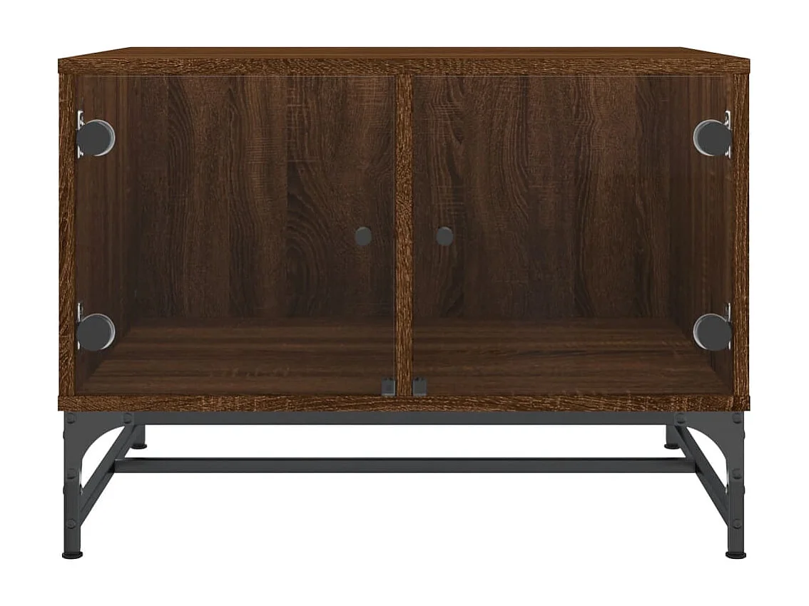 Table basse avec portes en verre chêne marron 68,5x50x50
