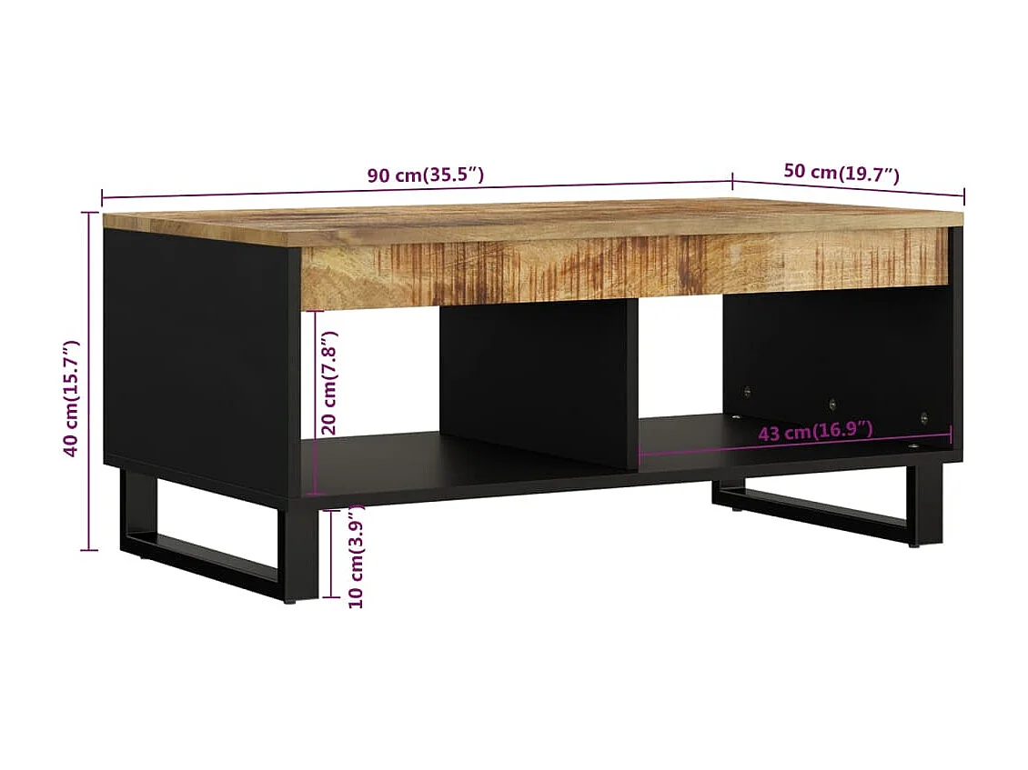 Table basse 90x50x40 bois de manguier massif