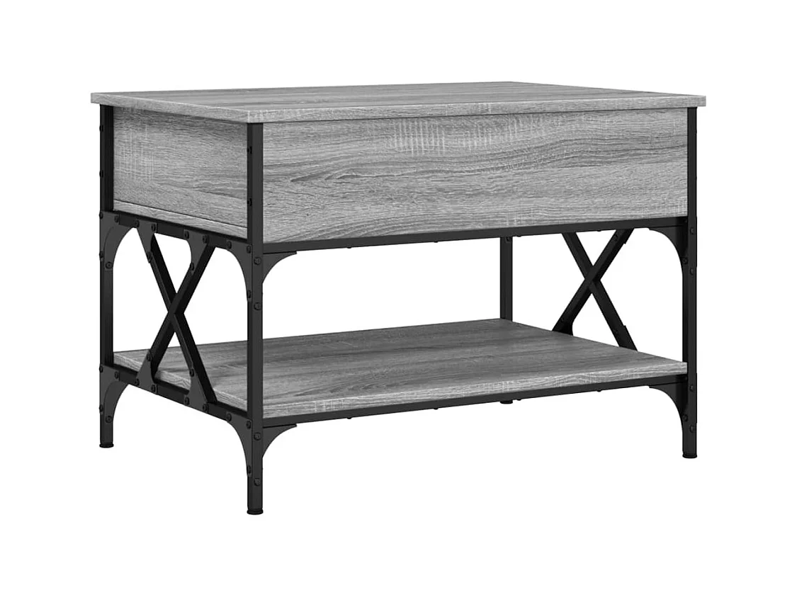 Table basse sonoma gris 70x50x50 bois d'ingénierie et métal