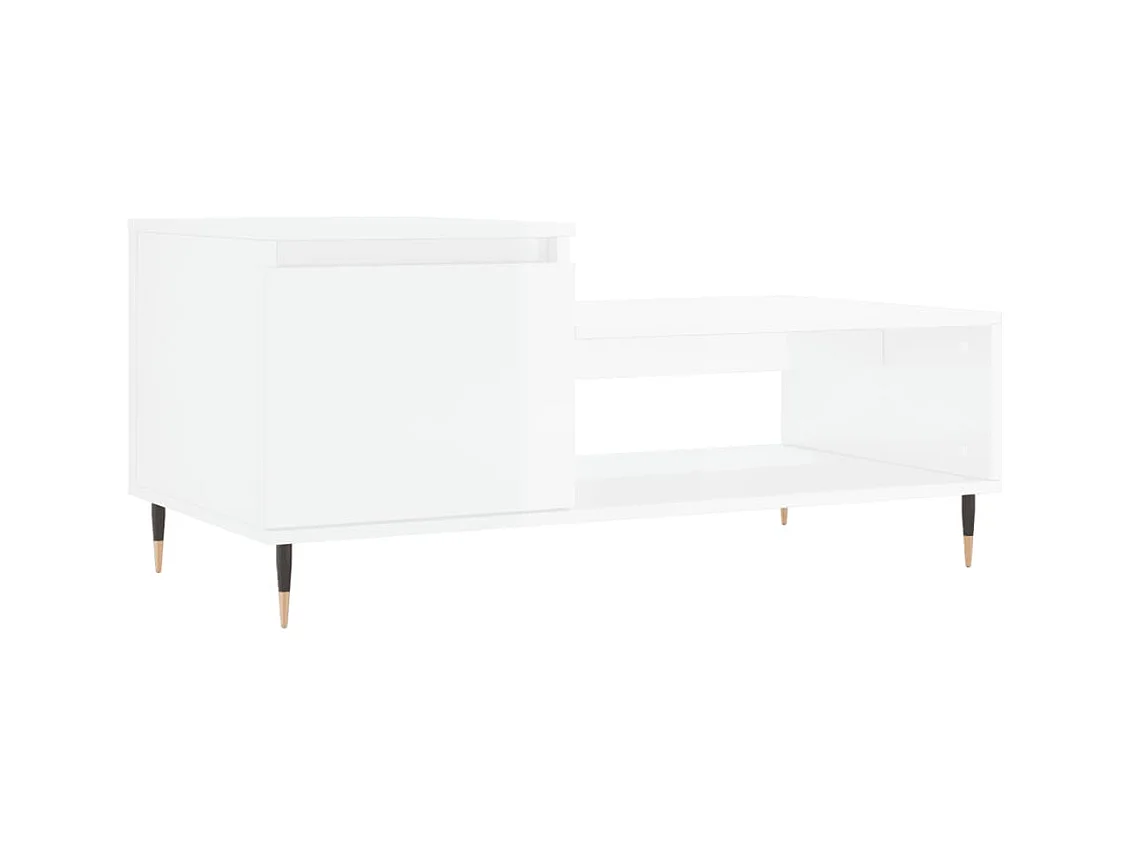 Table basse Blanc brillant 100x50x45 Bois d'ingénierie