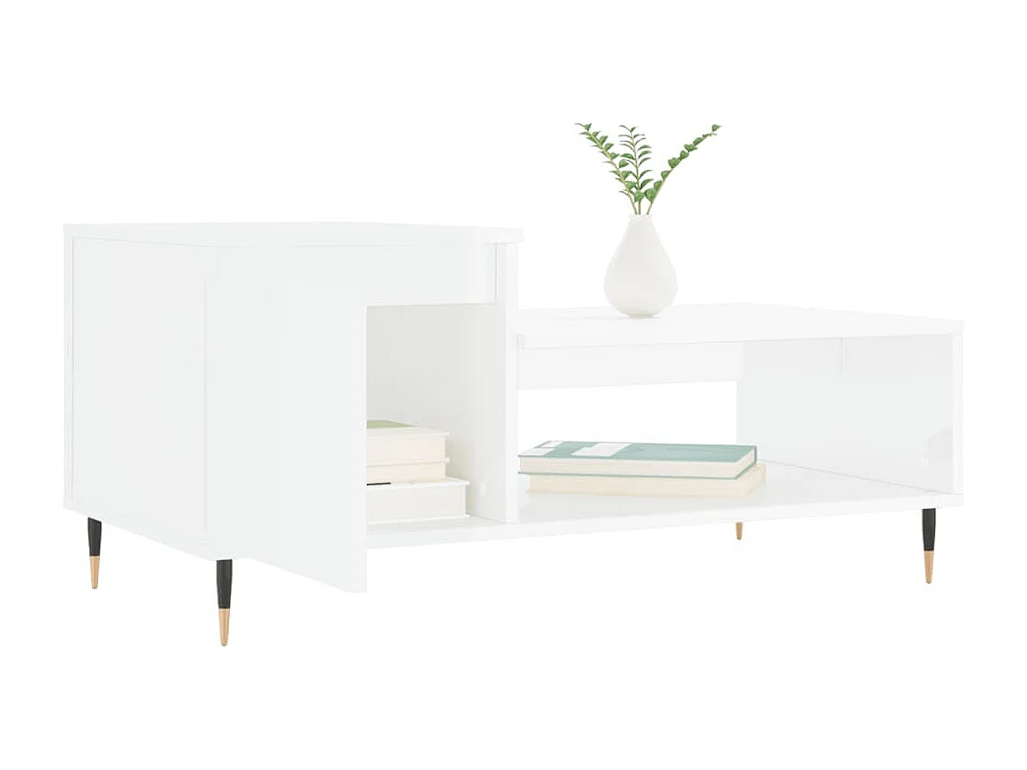 Table basse Blanc brillant 100x50x45 Bois d'ingénierie