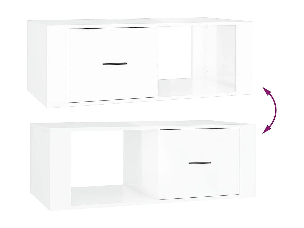 Table basse Blanc brillant 100x50,5x35 Bois d'ingénierie