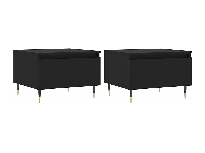 Tables basses 2 pcs noir 50x46x35 bois d'ingénierie