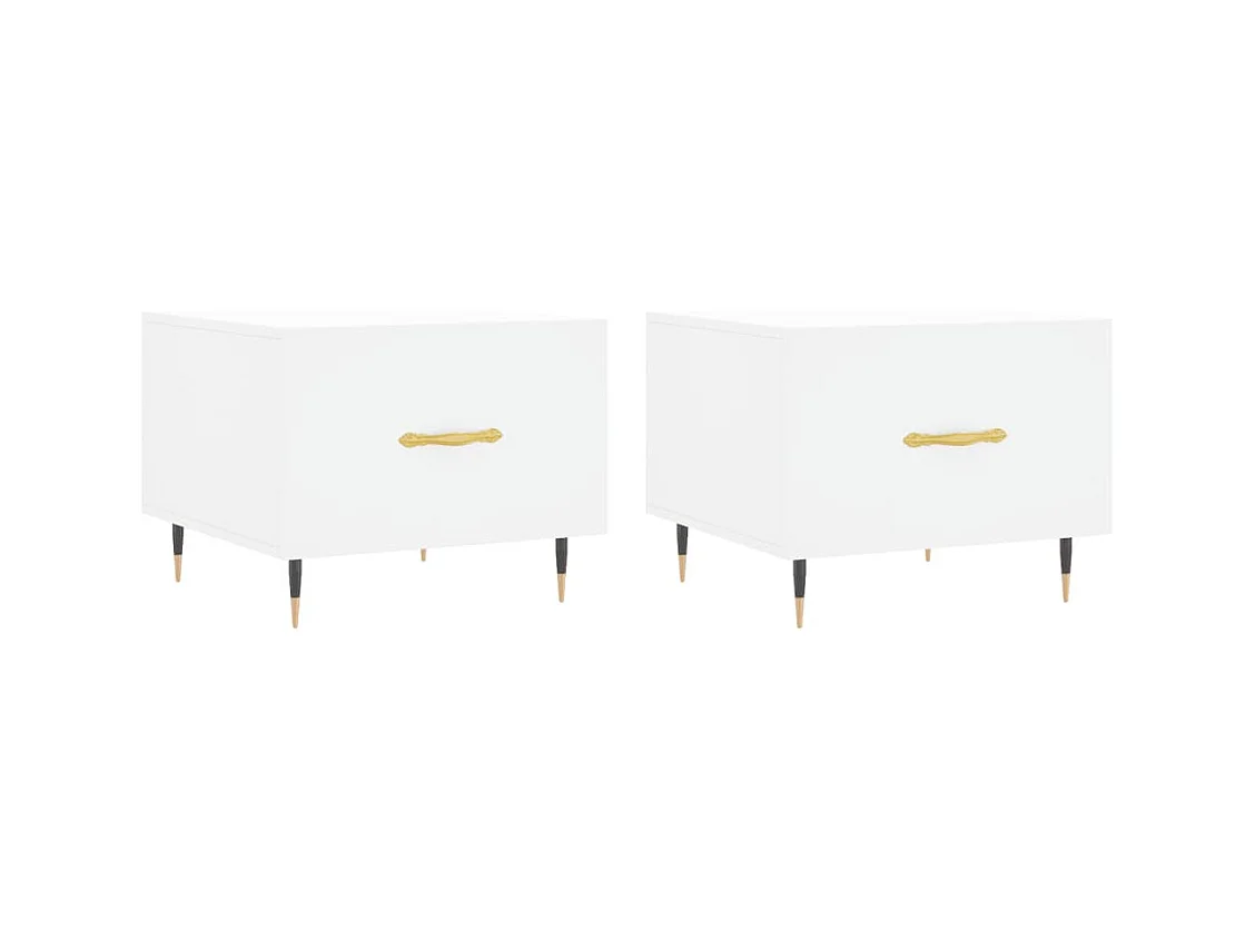 Tables basses 2 pcs blanc 50x50x40 bois d'ingénierie