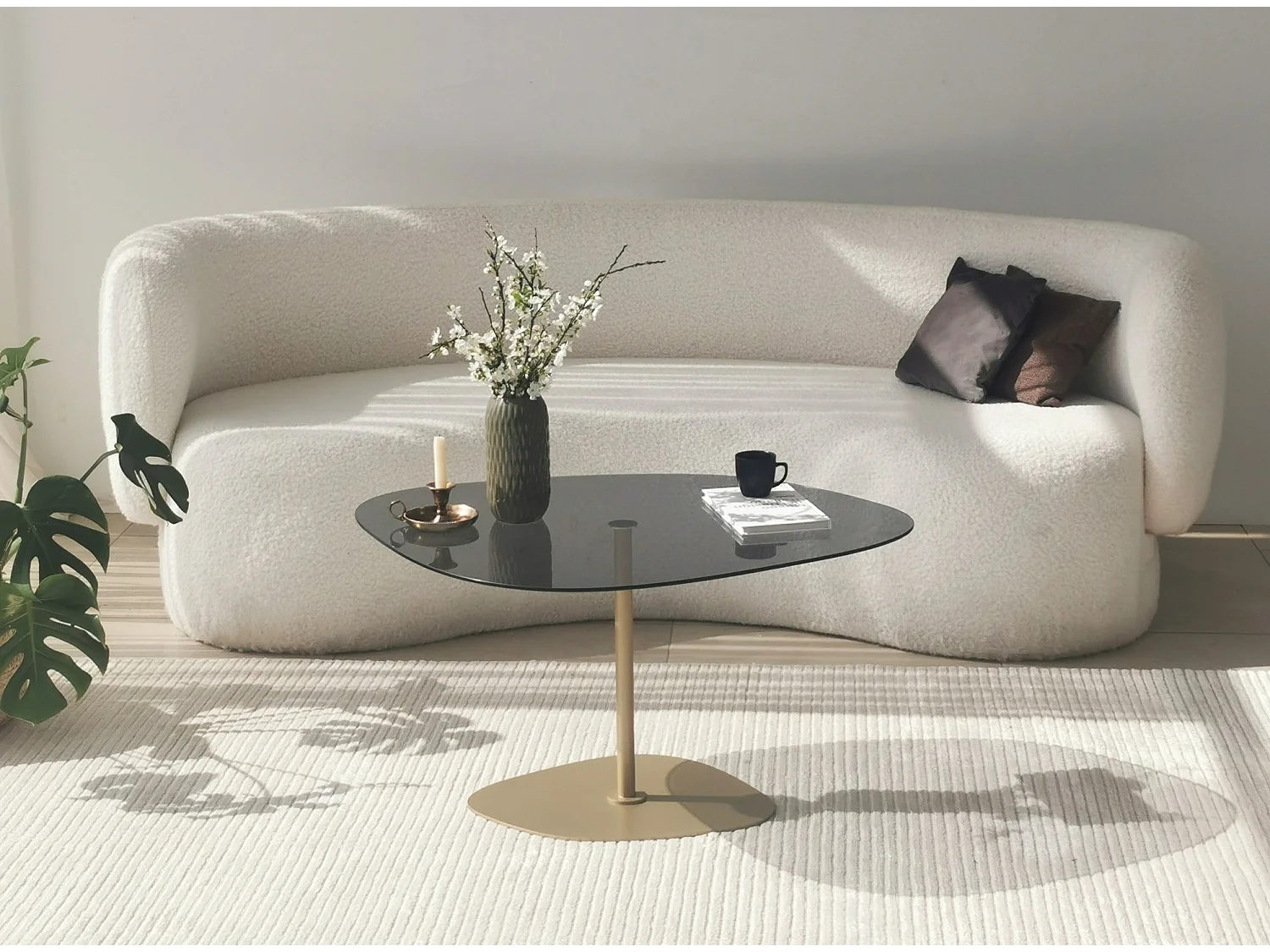 Dova design salontafel 90 cm-Kleur Grijs en goud