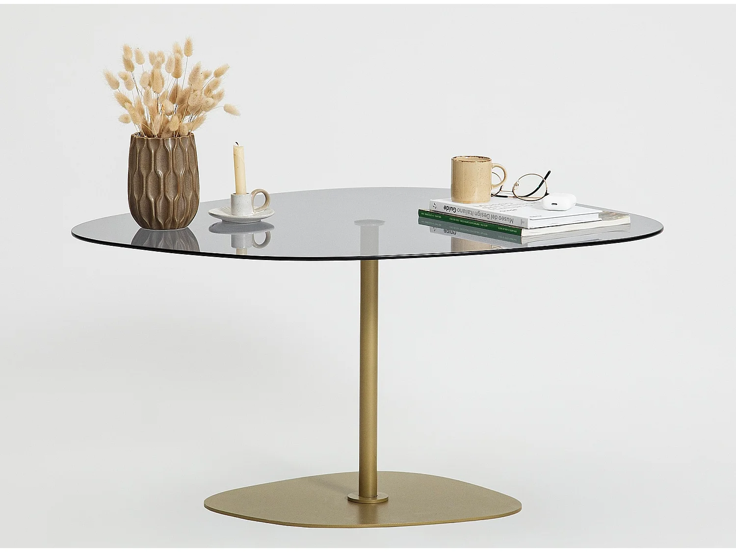 Dova design salontafel 90 cm-Kleur Grijs en goud