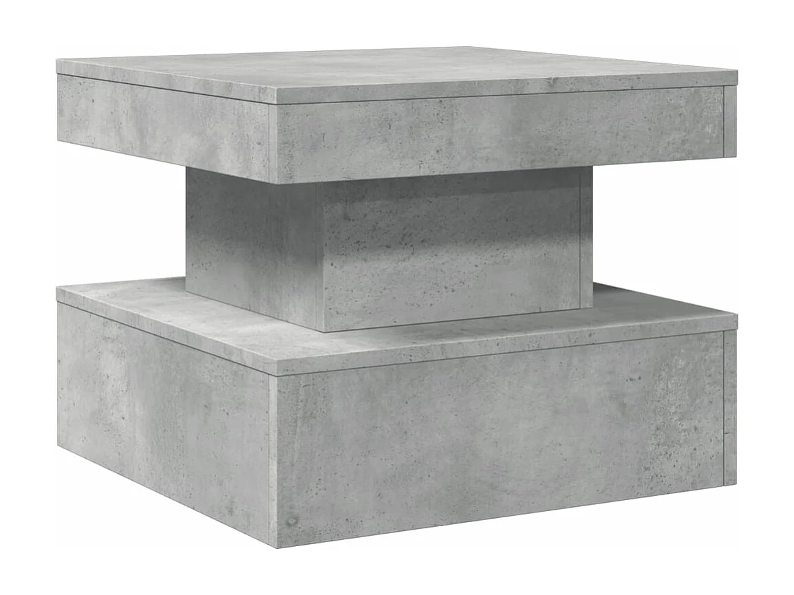 Table basse avec lumières LED gris béton 50x50x40