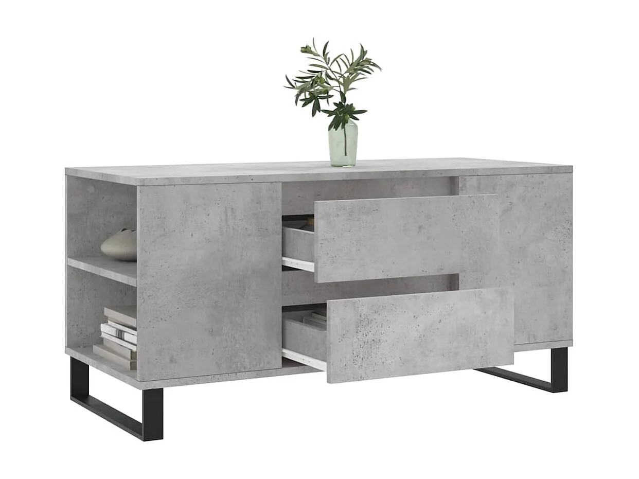 Table basse gris béton 102x44,5x50 bois d'ingénierie