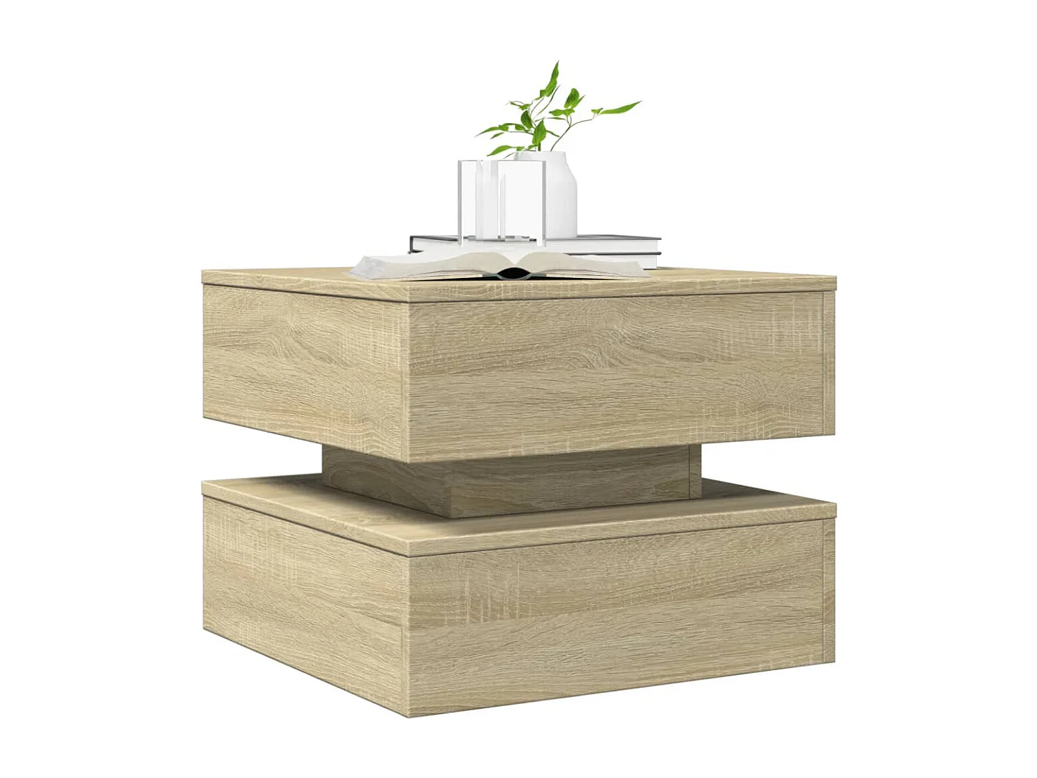 Table basse avec lumières LED chêne sonoma 50x50x40